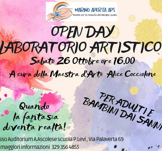 Open day con Laboratorio artistico: si parte il 26 ottobre