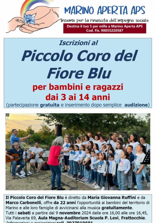 Tutto pronto il 9 novembre per il riavvio delle attività del Piccolo Coro del Fiore Blu a Frattocchie